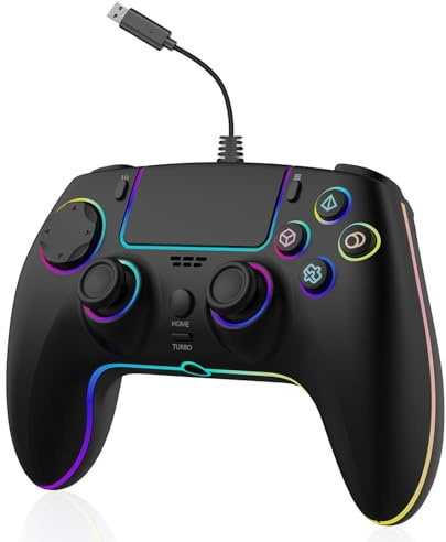 Controller di gioco RGB cablato per PlayStation 5, gamepad di ricambio con effetto Hall Trigger per PS-5 e PC Windows, doppia vibrazione, joystick con rilevamento del movimento, joystick remoto con
