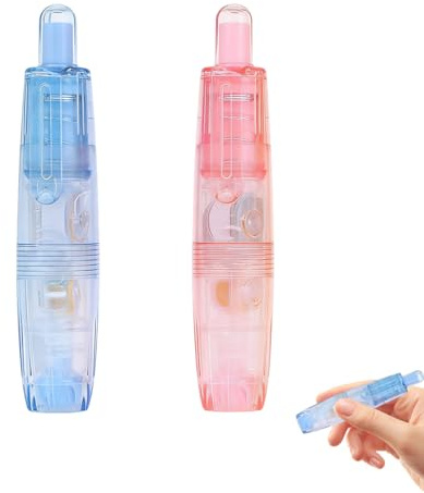 Quesuc 2 Stück Korrekturroller Tippex Roller Drehbar Großes Korrekturband Verblassend Druckknopf Für Schüler Büro Schule Zuhause Blau Verblassend Rosa Verblassen
