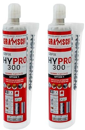 HYPRO 300 Injektionsmörtel Verbundmörtel inkl. 2x Statikmischer für Schwerlastbefestigung, Montagemörtel Klebeanker (2x 300 ml)