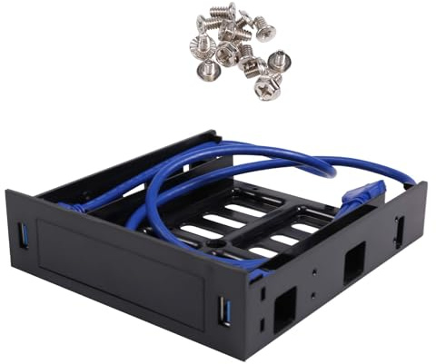 XIAOJUN 2 X USB 3.0 Front Panel with 3.5Inch Device/HDD or 2.5Inch SSD/HDD to 5.25 Floppy to Optical Drive Bay Tray Bracket