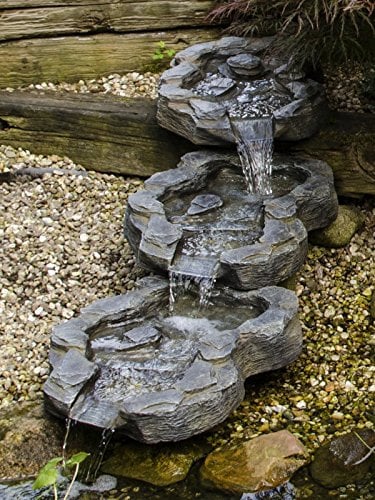 Köhko 140016 , Curso de arroyos de 3 partes El estuario del Elba en aspecto de piedra natural, Extensión de cascada aproximadamente 140 cm x 40 cm, 1 litro, gris