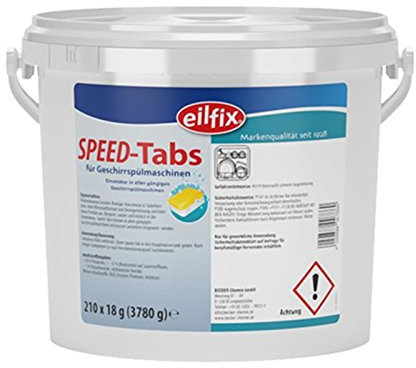 EILFIX SPÜLAN SPEED TABS. 210 Stück Kraftvolle Reiniger-Tabs für Gewerbespülmaschinen