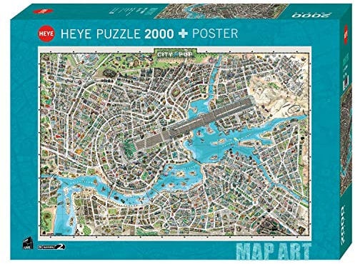 HEYE 29844 City of Pop Standart 2000 Teile, Map Art, inkl. Poster, Teal/Turquoise Green