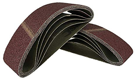 10 Stück Gewebe-Schleifbänder, 75 x 533 mm, Korn 240, kunstharzgebunden, für Bandschleifer, Schleifblätter für Holz Metall Lack Rost, Korund Schleifmittel