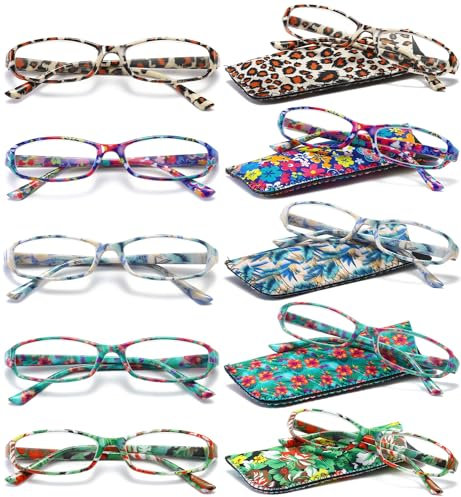 VEVESMUNDO Lesebrille Damen Herren Modern Federscharnier Blumen Lesehilfe Sehhilfe Brille Leicht Vintage mit Brillentasche 1,0 1,25 1,5 1,75 2,0 2,25 2,5 2,75 3,0 3,5 4,0