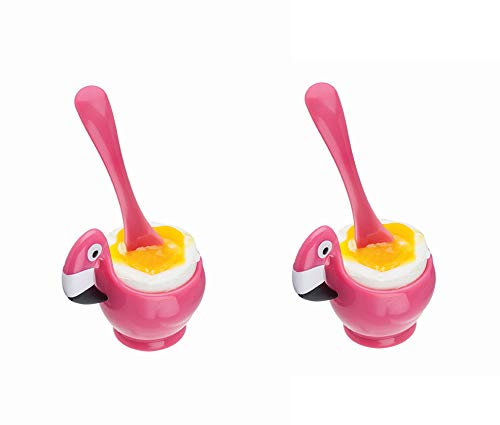 Joie 067742-670205 Flamingo Eierbecher mit Löffel, Kunststoff, rosa-deep pink