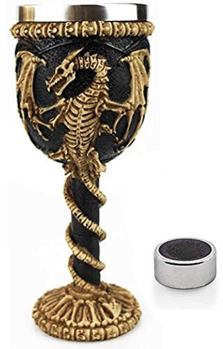 Medieval GOT Dragon Chalice Goblet Dungeons & Dragons Game Gift Ideas of Thrones Merchandise Drinking Cup Vessel with Wine Drip Ring