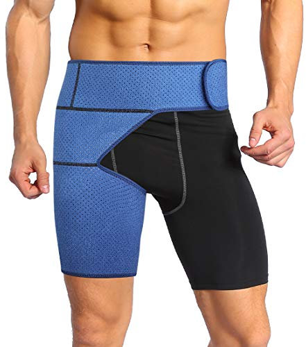 Manchons Compression Cuisse et Groin Soutien, Protection Cuisse en Néoprèn pour Femmes et Hommes, Bandage Cuisse Compression Bretelles Réglables, Formation et Guérison Plus Efficace, Taille Unique