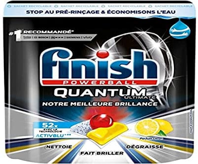 Finish Pastilles Lave-Vaisselle Powerball Quantum Ultimate Citron - 52 Tablettes Lave-Vaisselle