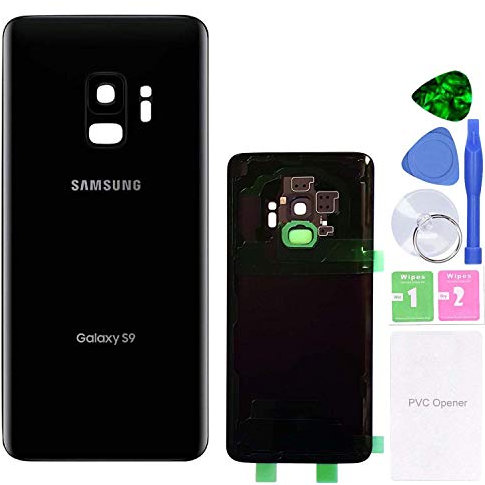 MovTEK Couvercle Batterie Vitre Arrière de Remplacement d'origine pour Samsung Galaxy S9 G960F Cache Batterie avec Lentille de Caméra (Noir Minuit)