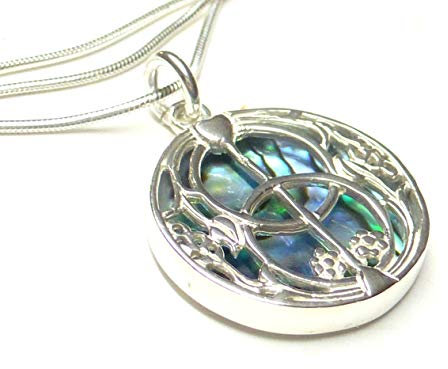 Halskette, Anhänger Silber, Motiv Avalon. mit Abalone Muschel, inklusiv Kette Silber 45 cm, Sterlingsilber, Schmuck für Damen, Schutzsymbol