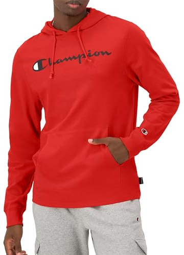 Champion Men's Middleweight Jersey Hoodie, Script Logo, Scarlet, XX- Large