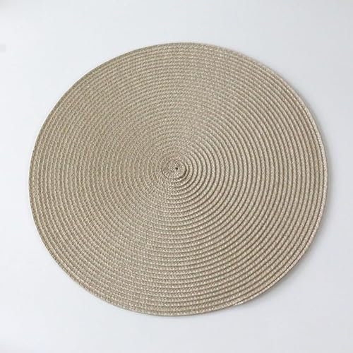 Tovaglietta Rotondo Tappetino Tondo Con Isolamento Termico Tappetino Da Tavolo In Pp Stile Giapponese Set Da 4 Pezzi-Beige Grigio (38 Cm)
