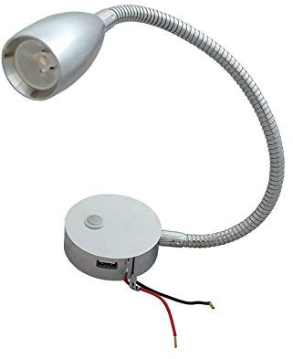 Lampe de lecture LED flexible en col de cygne 12 V 24 V avec interrupteur tactile à intensité variable Port de charge USB Lampe de carte pour camping-car, bateau