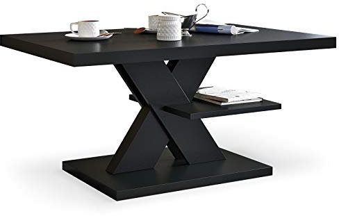Viosimc Couchtisch, Moderner Wohnzimmertisch, Modern Möbel Wohnzimmer, Kaffeetisch, Sofatisch mit Großer Ablage, Beistelltisch für Tee und Kaffee – Coffee Table for Living Room - Schwarz