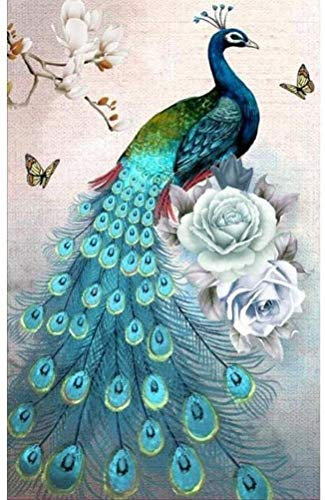 5D DIY Diamond Art Painting Kits for Adults Kids, Full Drill Peacock Embroidery Cross Stitch Crafts Pictures, Canvas Crystal Rhinestone Paints for Home Wall Decor-30x40cm