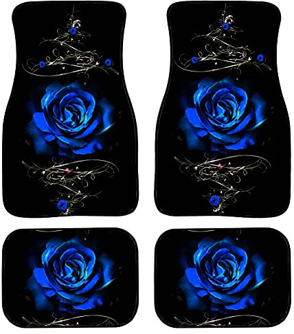 Biyejit Lot de 4 Tapis de Sol de Voiture avec Envers en Caoutchouc antidérapant - Ajustement Universel - pour berline, Jeep, Camping-Car, SUV