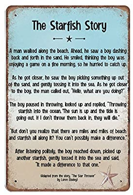 Dreacoss The Starfish Story, Beach Tin Signs, Coastal Decor, Funny Vintage Metal Sign Plaqu Poster Wall Art Pub Bar Kitchen Garden Bathroom Home Décor, 140 X 200 m(8x5.5inch)