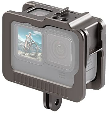 PULUZ Schutzhülle für GoPro HERO10/9, CNC-Aluminiumlegierung, Gehäuse mit 2 Zubehörschuh-Halterungen für Mikrofon und LED-Licht, kompatibel mit Stativ-Selfie-Stick