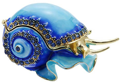 Vie jeune Handbemalte Muschel-Schmuckschatulle, aufklappbare emaillierte Schmuckschatulle, einzigartige Mini-Ring-Ohrringe, Schmuck-Organizer, Vintage-Aufbewahrung, Andenken, Heimdekoration (Muschel)