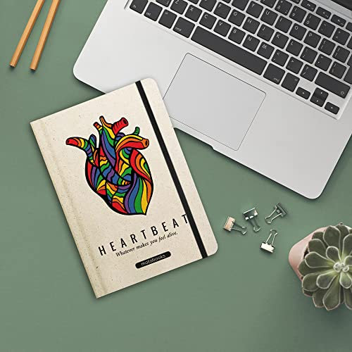 Matabooks, nachhaltige und vegane Notizbücher A5 aus Süßgraspapier, Nari, 138 Seiten, Natur, Handmade, Made in Germany (Heartbeat)