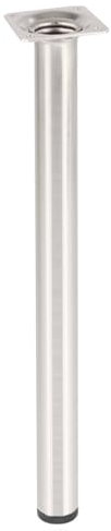Wagner Möbelbein/Tischbein/Möbelfuß Classic Retro - Ø 30 x 400 mm, integrierte Anschraubplatte 60 x 60 mm, Innengewinde Ø 10 mm, Stahl in gebürtsteter Edelstahl-Optik - 12114001
