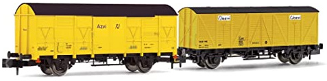 ARNOLD AZVI, 2-unit pack 2-axle closed wagon J2 + J3, yellow livery, period V-VI