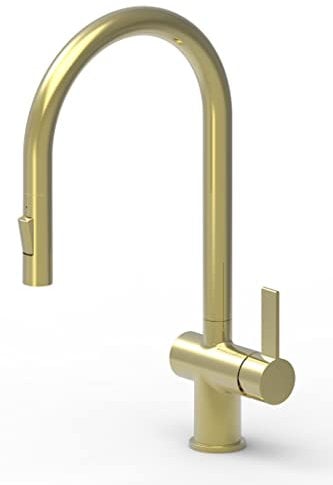 Keenware Kingsbury Dual Spray Pull Out Monobloc Kitchen Tap: Brushed Brasas