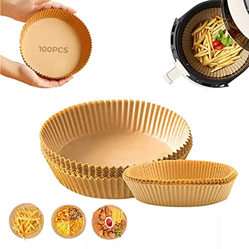 100 Pezzi carta friggitrice ad aria, carta da forno per friggitrice ad aria, antiaderenti e monouso contenitori per friggitrice ad aria, Padella per cottura arrosto (dimensioni16*4.5cm)16 * 4.5cm)