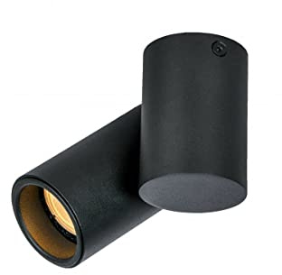 GTV lighting - Deckenleuchte LUPO - Beweglicher Kopf - Aluminium - 11.6x5.6x11.5 - IP20, 1*GU10, max. 50W - rund schwarz - Spot-Deckenleuchte - für stilvolle Büros, moderne Wohnungen und Häuser