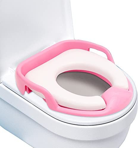 Sedile da Toilette per Bambini, EUBSWA Sedile da Toilette per L'addestramento al Vasino per Vasino Universale con Impugnature di Sicurezza a Cuscino Morbido per Bambini da 1 a 7 Anni (Rosa)
