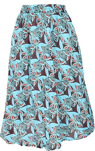 GURU SHOP Luftiger Knielanger Rock, Boho Sommerrock - Blau, Damen, Size:S