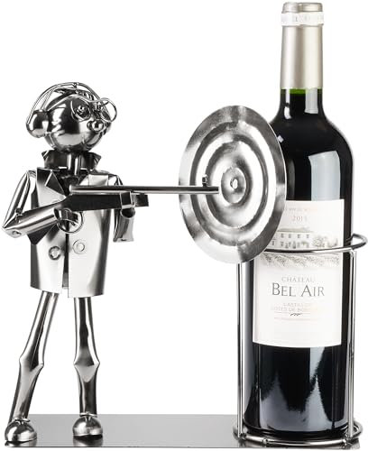 BRUBAKER Weinflaschenhalter Schütze mit Gewehr und Zielscheibe - Metall Flaschenhalter Schießsport - Wein Geschenk für Sportschützen und Jäger - 25 cm Flaschenständer Dekoration mit Grußkarte