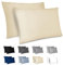 Dreamzie Federe Cuscino Letto 40x70cm - Set da 2 in Microfibra Spazzolata con Cerniera Certificate Oeko-Tex - Federe Cuscini Letto Matrimoniale - Beige