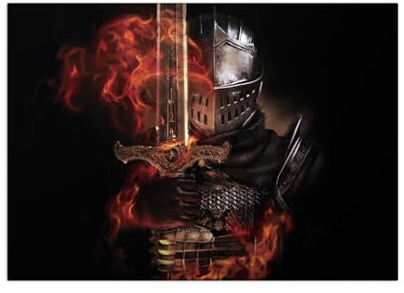 Displate Offiziell Dark Souls MetallPoster Magnetische Befestigung Inklusive Lizenziert Bilder Hochwertiges Poster Knight of Astora 45 cm x 32 cm