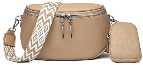DIAOZI Petit Sac Bandoulière Femme Cuir PU, Modernes Sacoche Femme Bandoulière Large, Sac Banane Femme Bandoulière Sacs Portés Épaule Femme avec Porte-Monnaie - Kaki