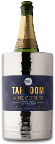 Taproom Hammered Stainless Steel Wine Cooler - Double Walled for Optimal Chilling, Keep Your Wine Drink, Champagne, Prosecco and Beer Bottles Perfectly Cool. Great for Birthday, Picnic, Outdoor.
