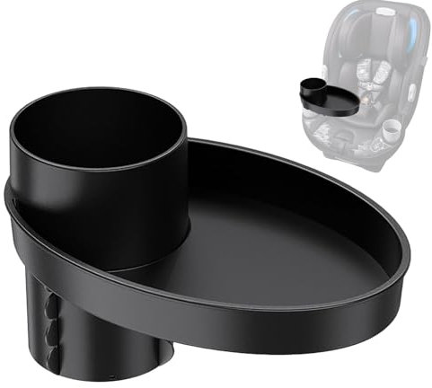 Virtcooy Rotating Car Seat Cup Holder Snack Tray For Kids | Car Seat Cup Holder Snack Tray,Car Seat Food Tray For Toddler,Storage Tray Stroller Snack Tray For Most Car Seats, TR0CTW5K97BRLY3547