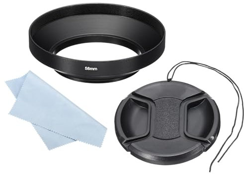 PATIKIL Parasol de 58mm Capucha de Superficie Mate de Ángulo Amplio con Interior Antirreflectante y Tapa de 82mm para Lente de Cámara Negro