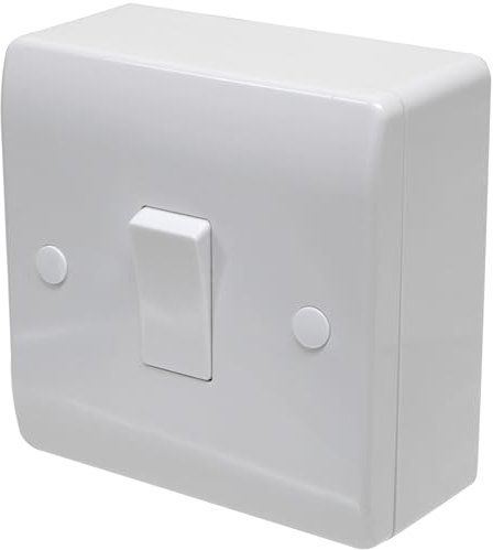 Interruptor de luz de 2 vías de 1 banda con caja de superficie de 25 mm, borde redondeado