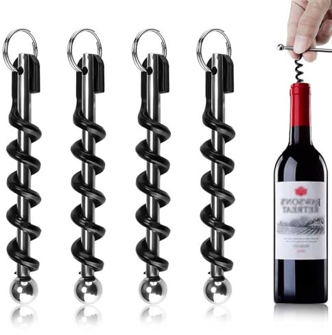 0XBIT 4 Pièces Mini Tire-Bouchon, Ouvre-Bouteille de Vin Portable, Mini Porte-Clés Tire-Bouchon, Petit et Facile à Transporter, pour Pique-Niques, au Camping et aux Fêtes