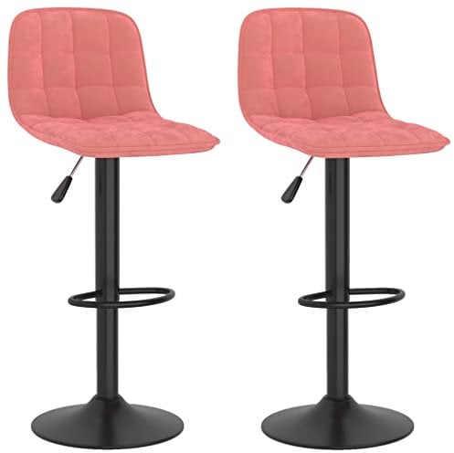 vidaXL Lot de 2 Tabourets de Bar, Chaise de Pub, Siège de Bistrot, Meuble de Salle à Manger Cuisine Salon Maison Intérieur, Rose Velours