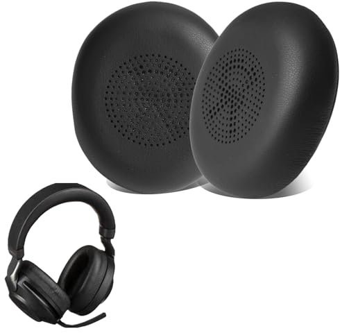 Replacement Earpads, Compatible with Jabra Evolve2 65 MS/UC Elite 45h Wireless Headphones Protein Leather Ear Cushions Noise Isolation Foam Headphones Ear Covers(Black)