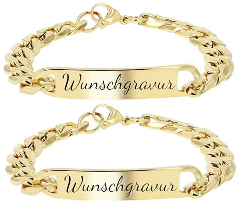 Partnerarmbänder mit Gravur, Armband Damen Herren, Set selber machen, personalisierte Geschenke, Freundschaftsarmbänder, Jahrestag Geschenk für Ihn, Partner Geschenke, Armbänder Liebe (Gold)