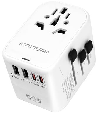 Universal Reiseadapter Weltweit PD45W Fast Charge,Schnelles Aufladen Reisestecker Travel Adapter mit 2 USB und 2 USB C, für EU USA UK Thailand China Australien