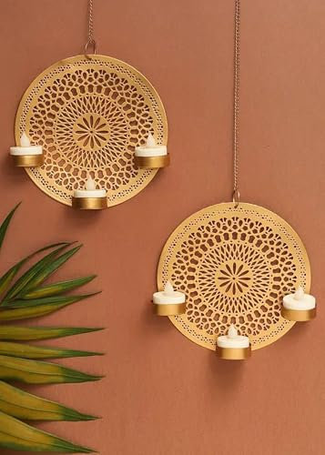 TRAFAART 6Er-Set Wandkerzenhalter Aus Metall Für Diwali-Dekoration Teelichthalter Zur Wandmontage Für Heimdekor
