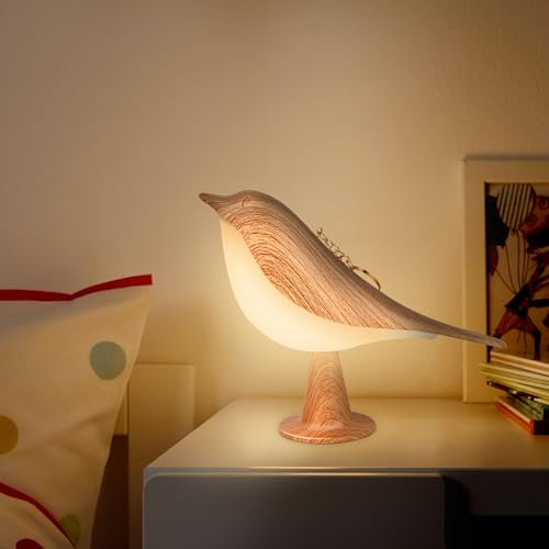 LAVAED Vogel Touch Lampe, USB wiederaufladbare Touch Control Tisch und Schreibtisch Lampe für Schlafzimmer(Yellow)
