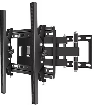 Full Motion TV Wall Mount for 32-80 Inch TVs, Swivel Tilt Double Arm, 65kg, VESA 600x400mm