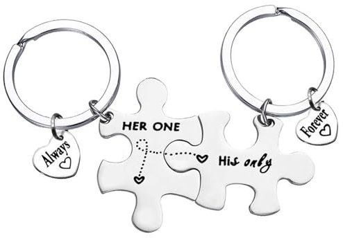 GUOMIS Porte Clés Couple Amoureux Puzzle,Porte clef saint valentin,Valentin Couple Porte-clés,Cadeaux Couple Anniversaire,Cadeau Originale pour Amoureux, Nouvelle Maison, Saint Valentin, Anniversaire