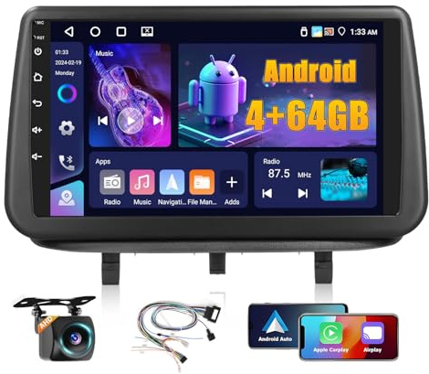4+64GB Android 15 Radio de Coche para Opel Meriva B 2009-2014 Wireless Carplay Android Auto, Pantalla Táctil 9 Pulgadas Bluetooth 2 DIN con GPS, WiFi, RDS FM, EQ, Cámara de Visión Trasera